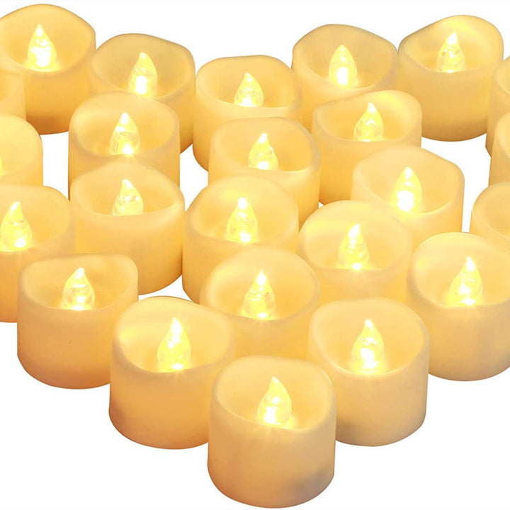 Battery-Powered Wax-Like Flicker Tealight Candle Set Bowlift