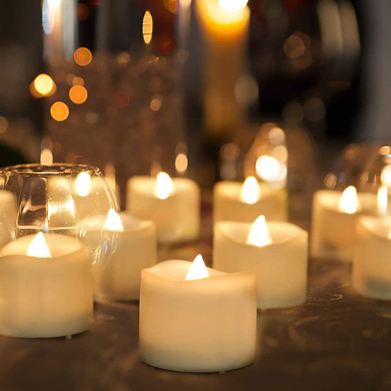 Battery-Powered Wax-Like Flicker Tealight Candle Set Bowlift