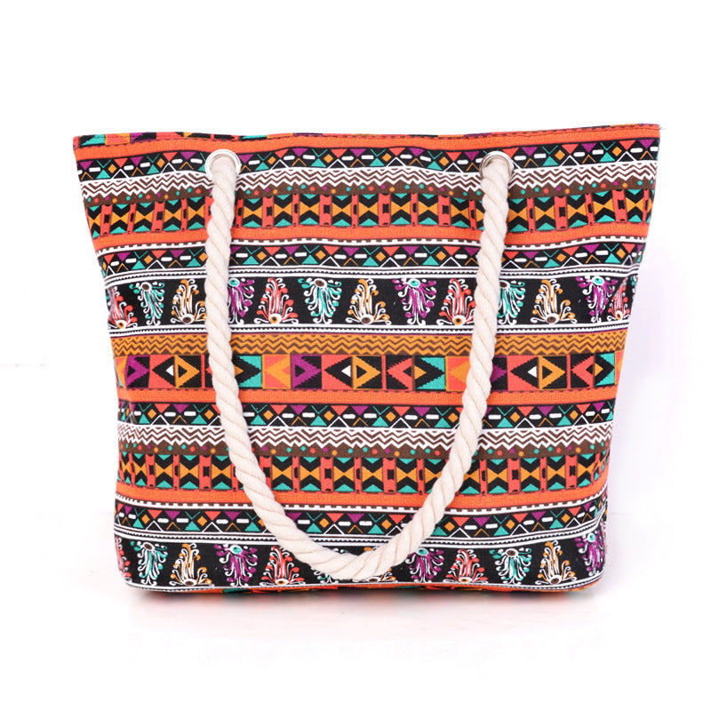 Fashionable beach bag with ethnic pattern Bowlift