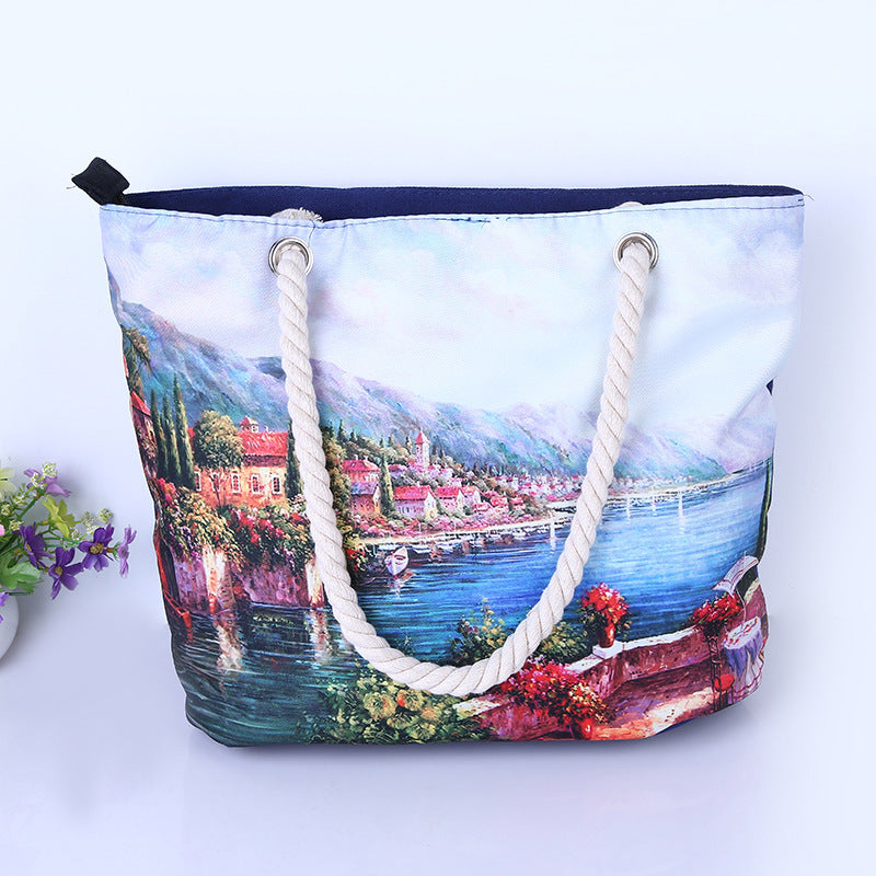Spacious bag with maritime city motif Bowlift