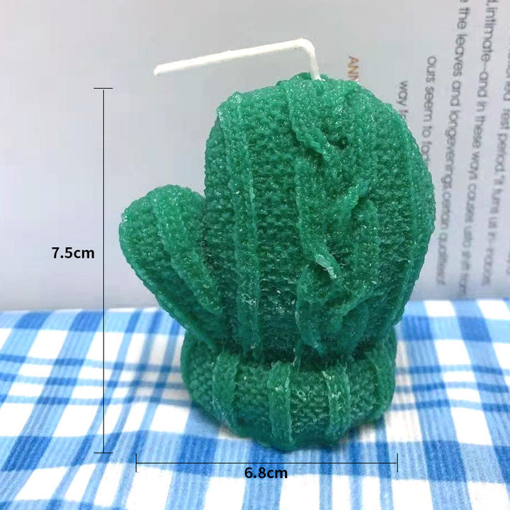 Hand-Poured Mini Cactus Sculptural Wax Candle Tabletop Accent