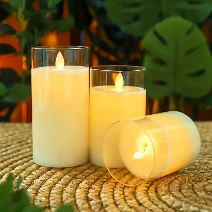 LED candle with remote control & timer in glass design | Bowlift