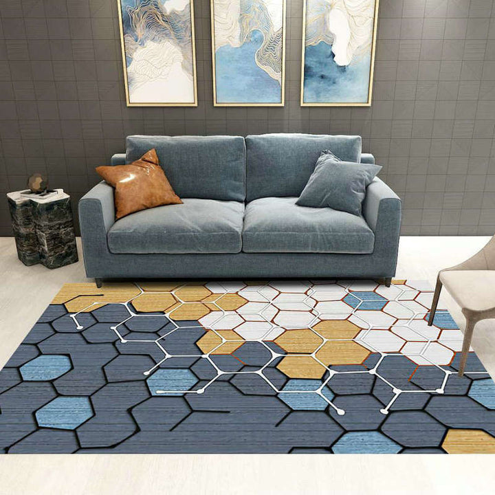 Modern Living Rug Decorative Rug Multicolor Print Rug Synthetic Stain Resistant Machine Washable Non-Slip Backing Rug | Bowlift