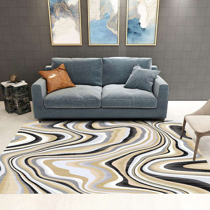 Modern Living Rug Decorative Rug Multicolor Print Rug Synthetic Stain Resistant Machine Washable Non-Slip Backing Rug | Bowlift