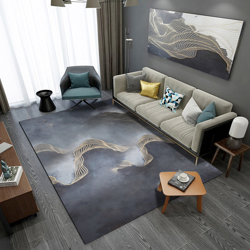 BowLift | Artistic Geometric Abstract Line Rug Multicolor Modern Carpet Synthetic Non-Slip Back Pet-Friendly Rug for Large Room