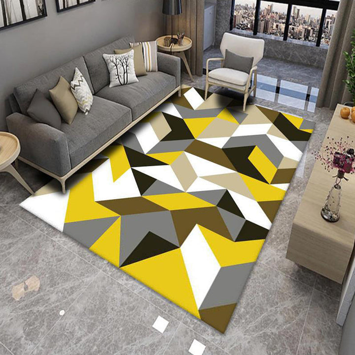 Chic Multicolor Modern Rug Polyester Geometric Color Block Rug Non-Slip Machine Washable Stain Resistant Rug for Living Room | Bowlift