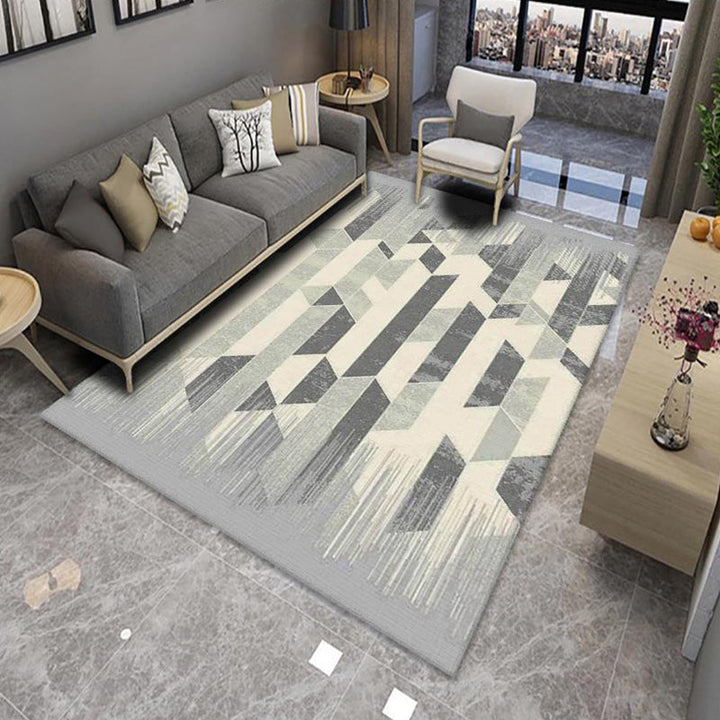 Chic Multicolor Modern Rug Polyester Geometric Color Block Rug Non-Slip Machine Washable Stain Resistant Rug for Living Room | Bowlift