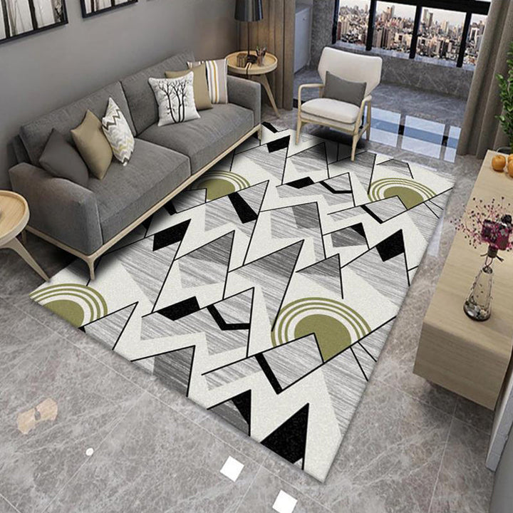 Chic Multicolor Modern Rug Polyester Geometric Color Block Rug Non-Slip Machine Washable Stain Resistant Rug for Living Room | Bowlift