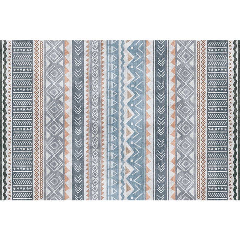 BowLift | Natural Living Room Rug Multicolor Geo Printed Piece Rug Synthetic Non-Slip Back Pet Friendly Indoor Rug