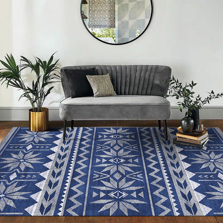 BowLift | Natural Living Room Rug Multicolor Geo Printed Piece Rug Synthetic Non-Slip Back Pet Friendly Indoor Rug
