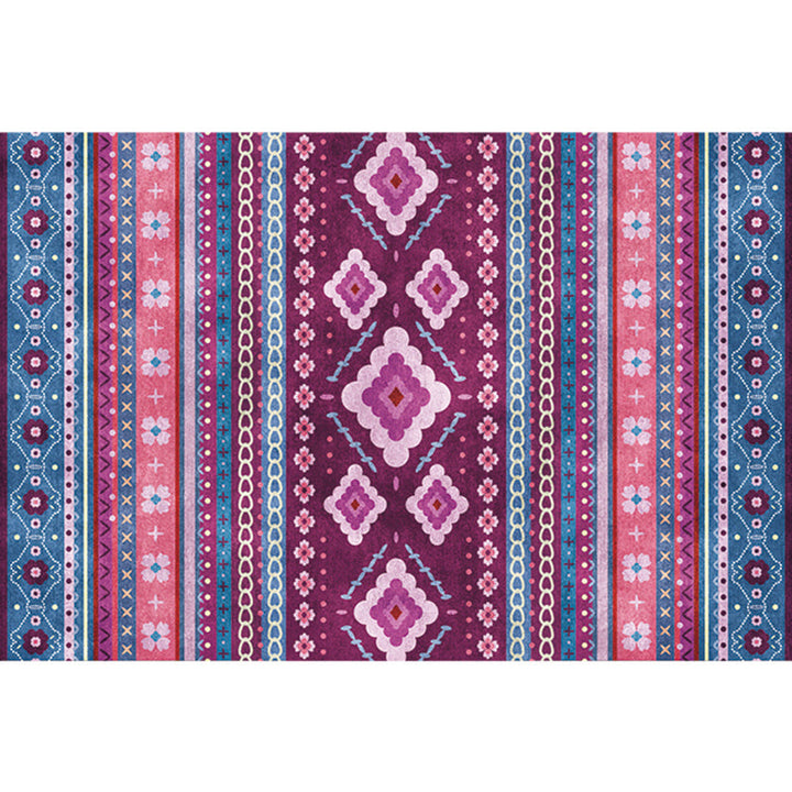 BowLift | Natural Living Room Rug Multicolor Geo Printed Piece Rug Synthetic Non-Slip Back Pet Friendly Indoor Rug