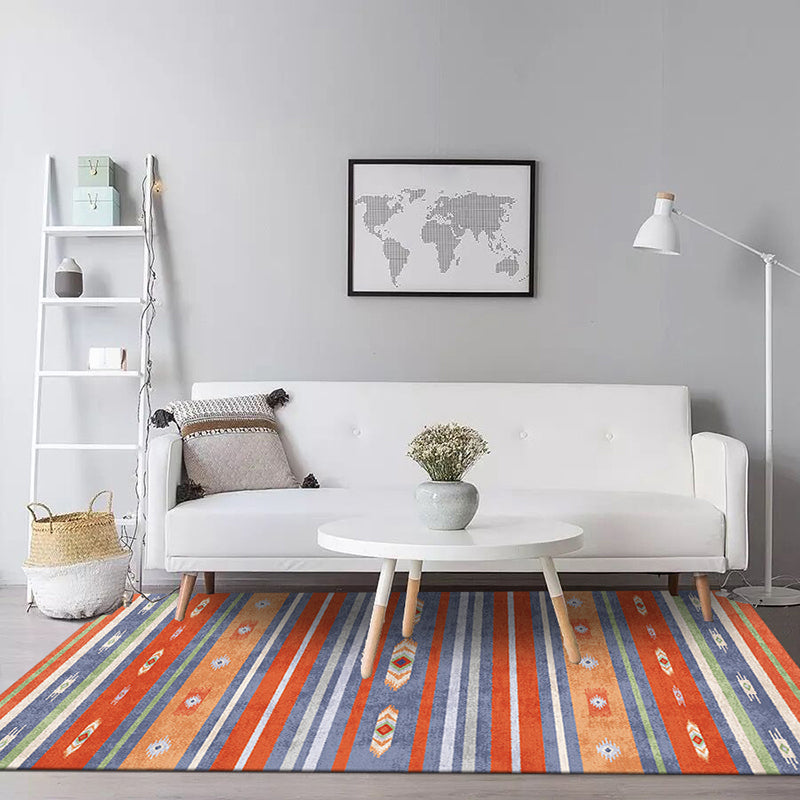 BowLift | Natural Living Room Rug Multicolor Geo Printed Piece Rug Synthetic Non-Slip Back Pet Friendly Indoor Rug