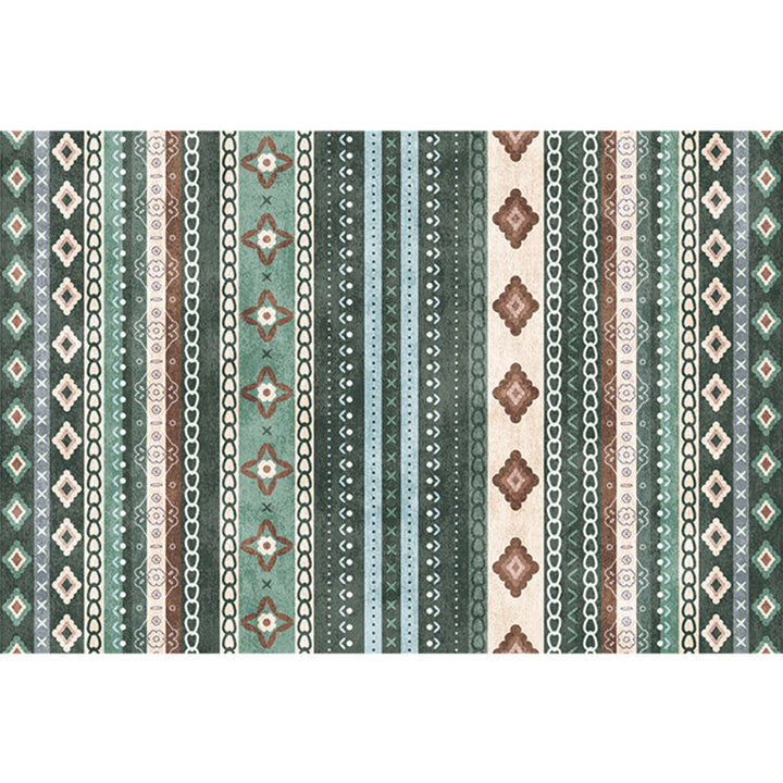 BowLift | Natural Living Room Rug Multicolor Geo Printed Piece Rug Synthetic Non-Slip Back Pet Friendly Indoor Rug
