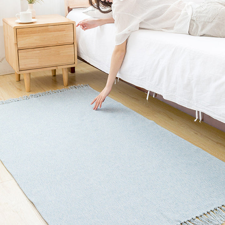 BowLift | Land bedroom carpet multicolored solid color carpet cotton pet friendly easy to maintain indoor carpet with tassels