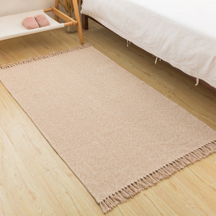 BowLift | Land bedroom carpet multicolored solid color carpet cotton pet friendly easy to maintain indoor carpet with tassels
