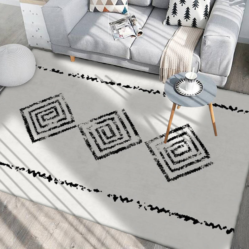 BowLift | Funky geometric printed rug multicolored synthetic indoor rug non-slip backing machine washable rug for decoration