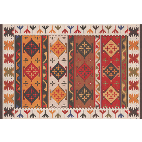 BowLift | Red Southwest Rug Polypropylene geometric pattern area rug non-slip backing machine washable easy care indoor rug for living room