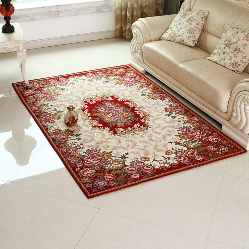 BowLift | Multicolored Retro Rug Synthetic Floral Pattern Area Rug non-slip backing Stain-resistant Washable Rug for the Living Room