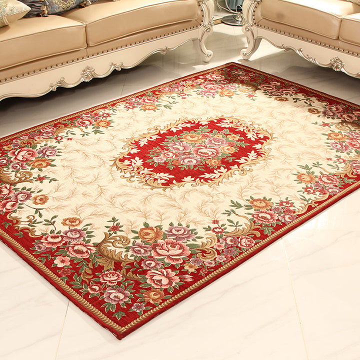 BowLift | Multicolored Retro Rug Synthetic Floral Pattern Area Rug non-slip backing Stain-resistant Washable Rug for the Living Room