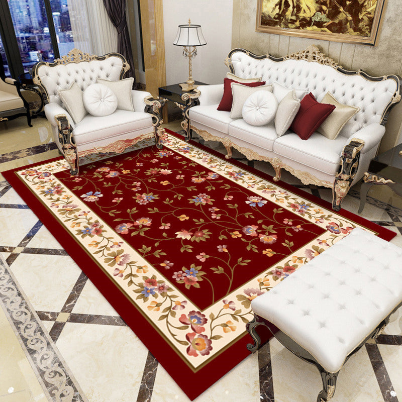BowLift | Retro Living Room Carpet Multicolor Flower Pattern Berber Carpet Polyester Non-Slip Backing Pet-Friendly Carpet