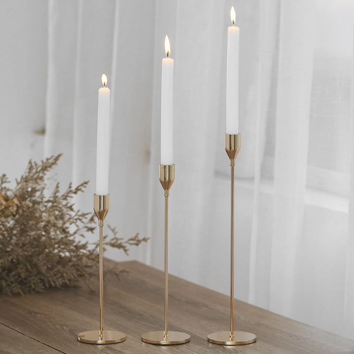 Slim Sculptural Metal Taper Candleholder Set for Tablescape Centerpieces Bowlift