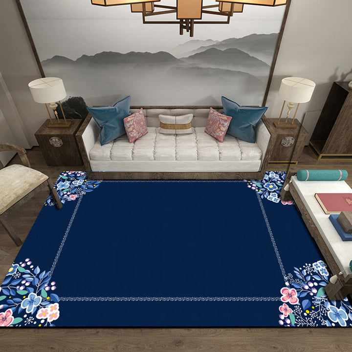 BowLift | Retro Living Room Carpet Multicolor Plant Pattern Area Rug Cotton Blend Non-Slip Backing Pet-Friendly Indoor Rug