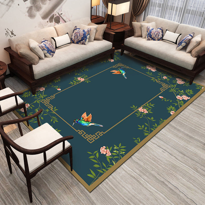 BowLift | Retro Living Room Carpet Multicolor Plant Pattern Area Rug Cotton Blend Non-Slip Backing Pet-Friendly Indoor Rug