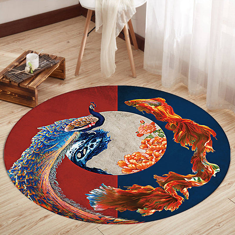BowLift | Oriental Living Room Rug Multicolored Floral Printed Indoor Mat Polypropylene Non-Slip Washable Easy Care Mat