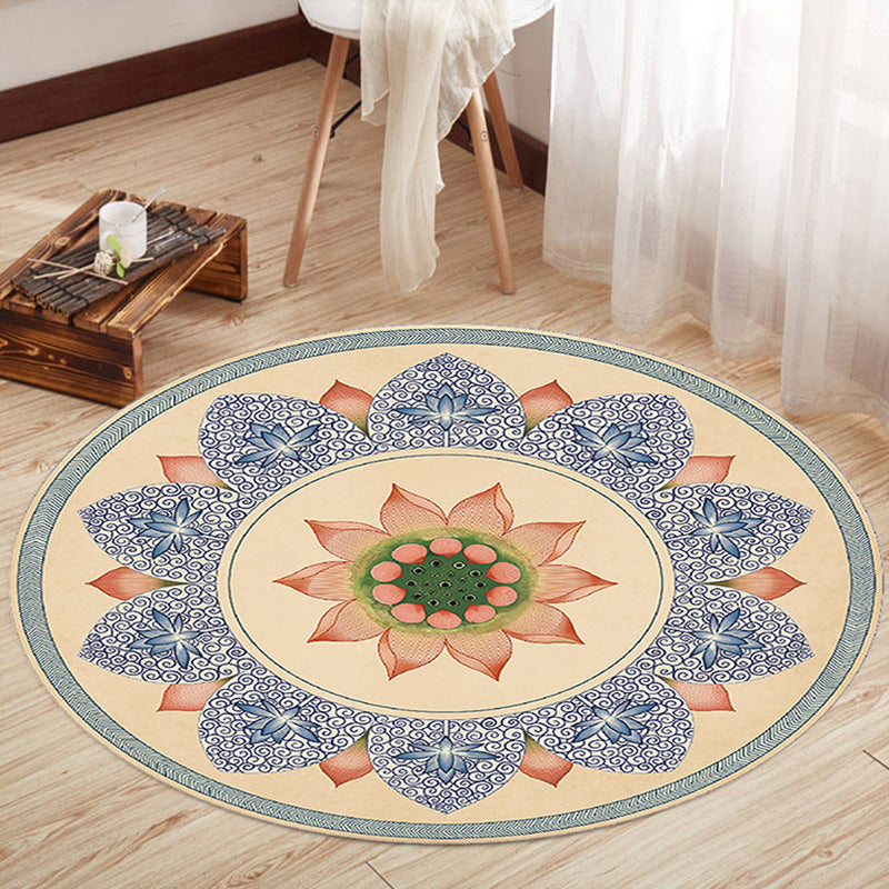 BowLift | Oriental Living Room Rug Multicolored Floral Printed Indoor Mat Polypropylene Non-Slip Washable Easy Care Mat