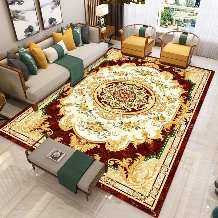 BowLift | Nostalgia Living Room Rug Multi Color Flower Print Area Rug Synthetic Non-Slip Backing Easy Care Indoor Rug