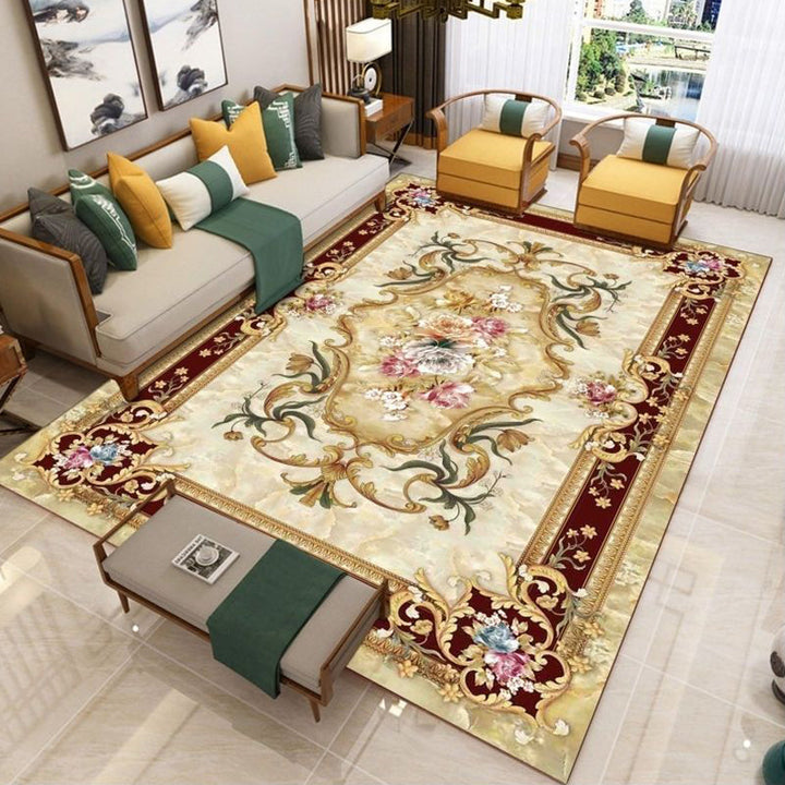 BowLift | Nostalgia Living Room Rug Multi Color Flower Print Area Rug Synthetic Non-Slip Backing Easy Care Indoor Rug