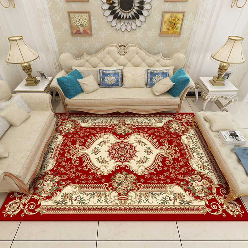 BowLift | Nostalgia Living Room Rug Multi Color Flower Print Area Rug Synthetic Non-Slip Backing Easy Care Indoor Rug