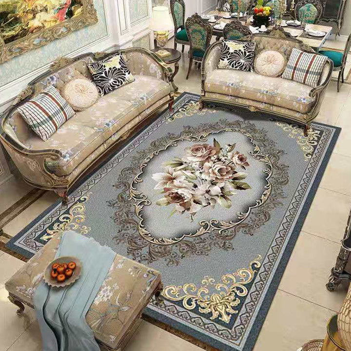 BowLift | Nostalgia Living Room Rug Multi Color Flower Print Area Rug Synthetic Non-Slip Backing Easy Care Indoor Rug