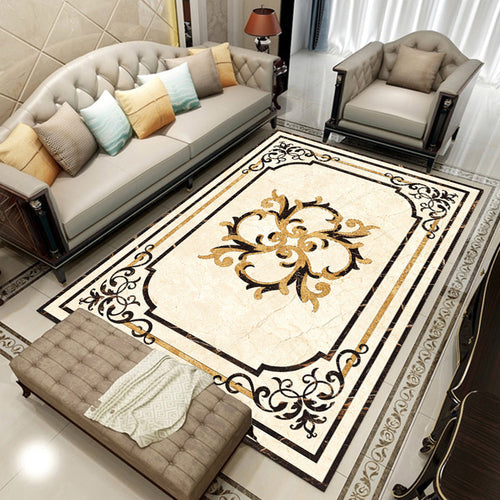 BowLift | Colorful geometric printed carpet made of polyester Retro indoor rug with non-slip backing, stain-resistant carpet for the living room