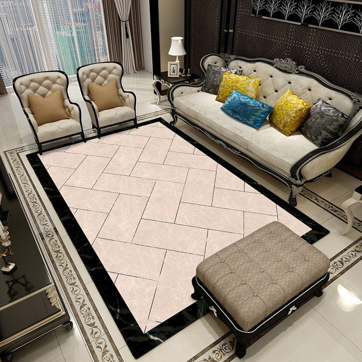 BowLift | Colorful geometric printed carpet made of polyester Retro indoor rug with non-slip backing, stain-resistant carpet for the living room
