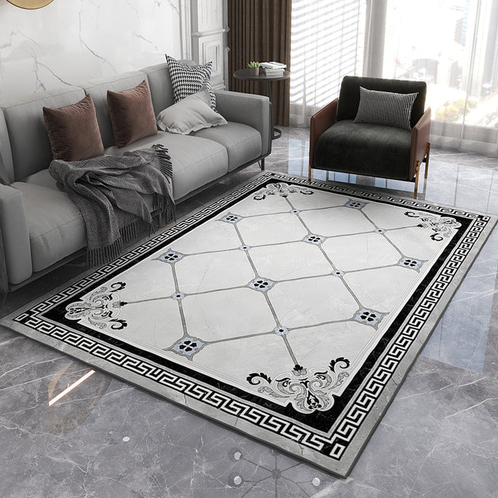 BowLift | Formal Living Room Rug Multicolor Geometric Pattern Area Rug Leather Non-Slip Backing Pet Friendly Easy Care Rug