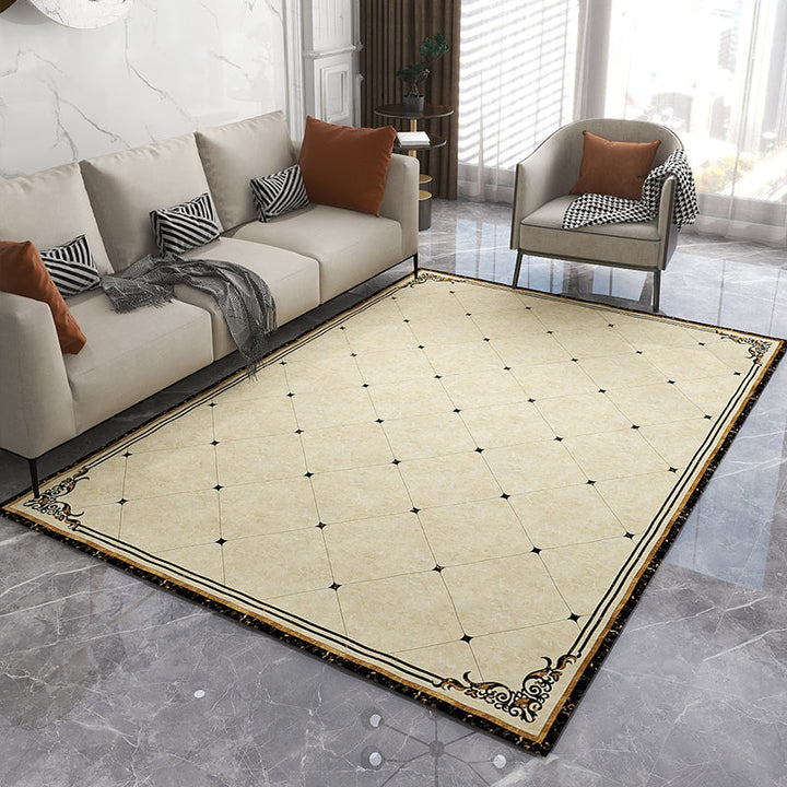 BowLift | Formal Living Room Rug Multicolor Geometric Pattern Area Rug Leather Non-Slip Backing Pet Friendly Easy Care Rug