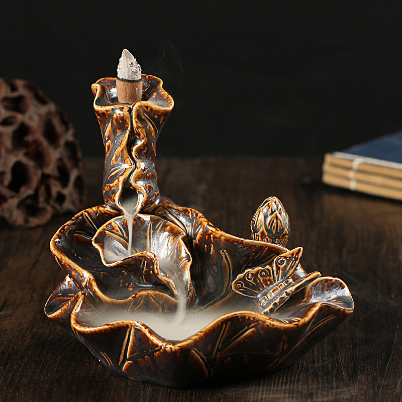 Decorative Lotus Waterfall Incense Holder