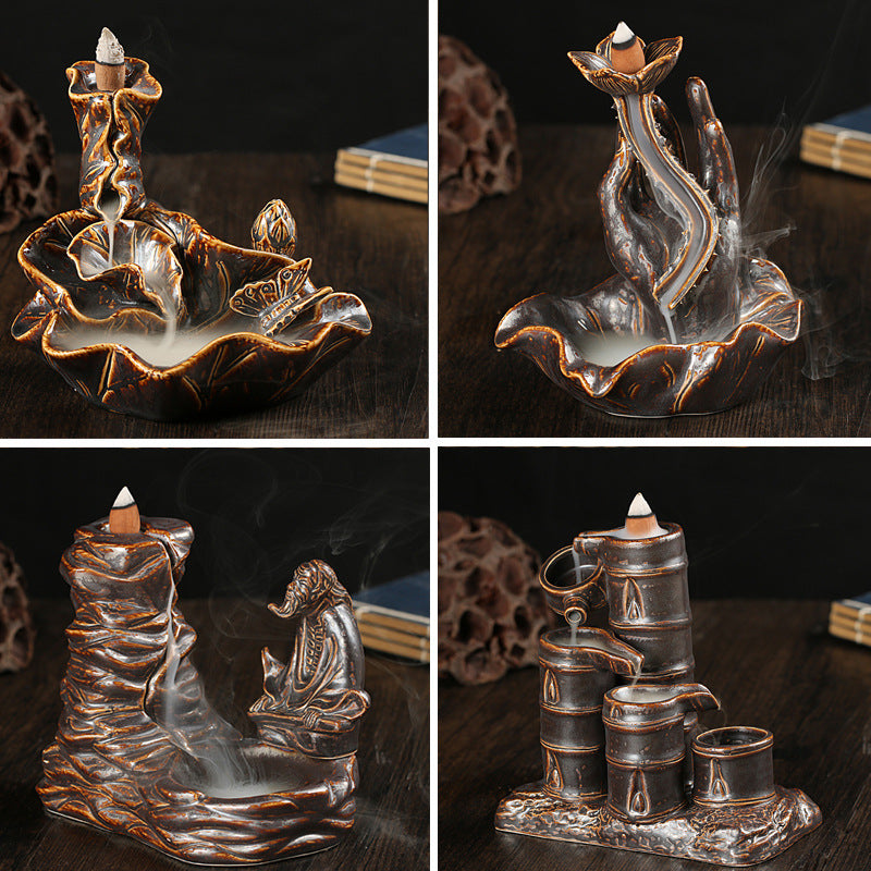 Decorative Lotus Waterfall Incense Holder