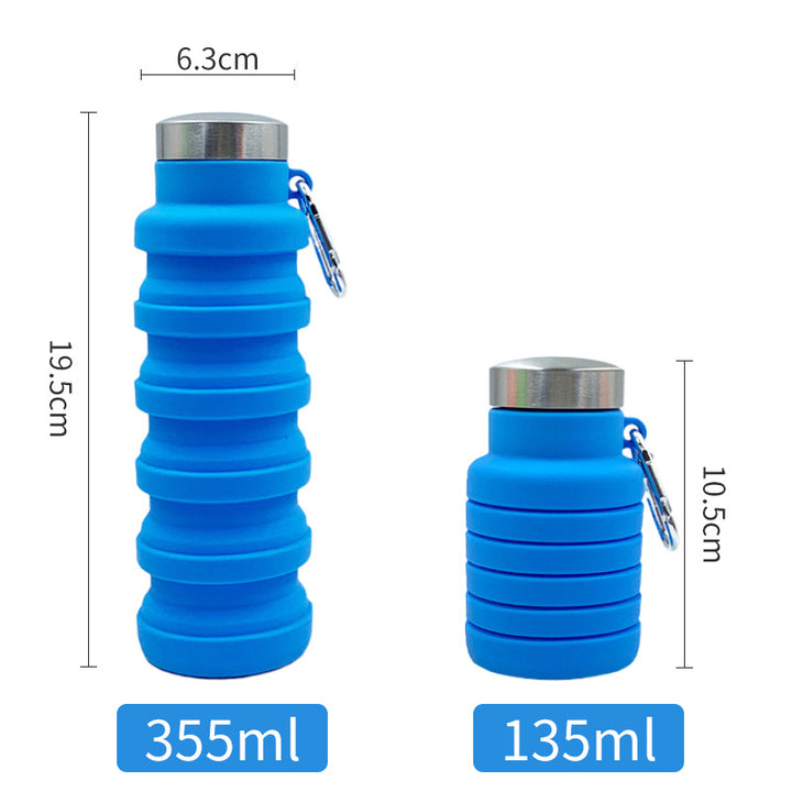 Women practical and compact silicone drinking bottle with carabiner and stainless steel cap Bowlift