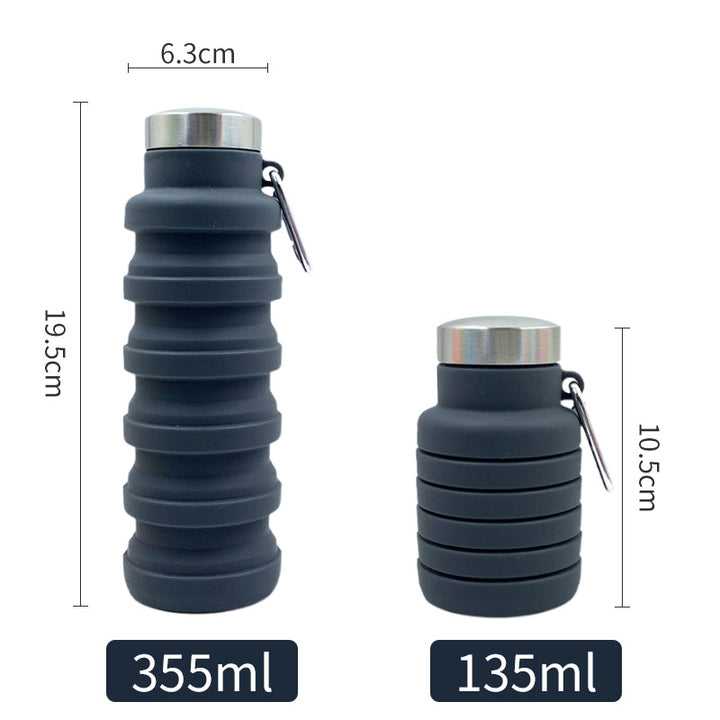 Women practical and compact silicone drinking bottle with carabiner and stainless steel cap Bowlift