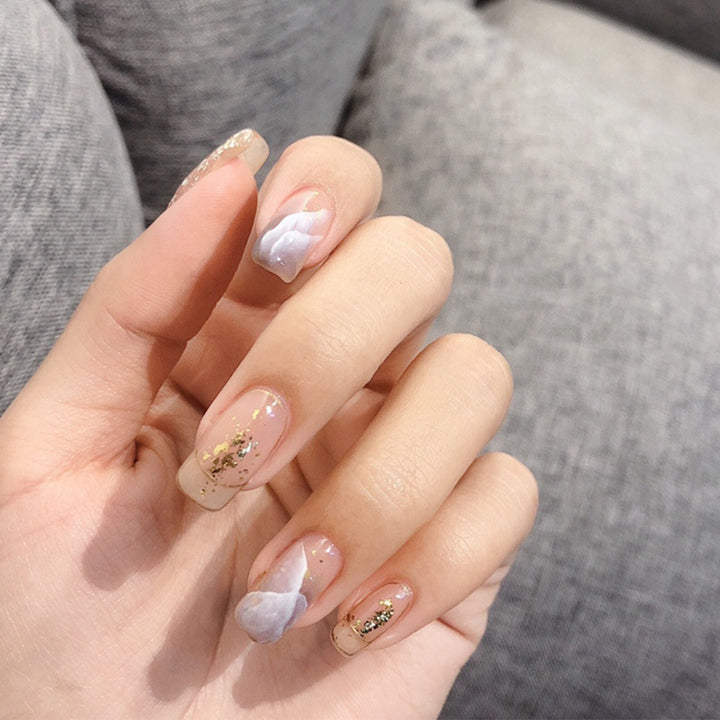 Elegant artificial nails with flower and glitter pattern Bowlift
