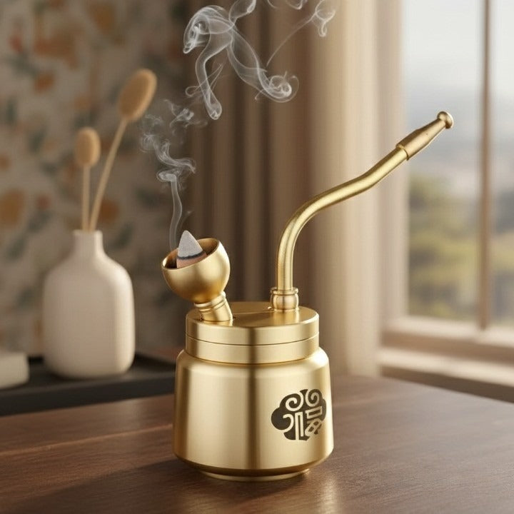 Artisan Brass Pipe Aromatherapy Incense Burner | Bowlift