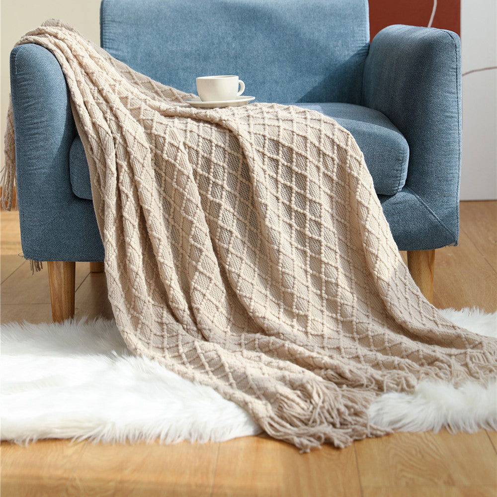 Decorative Fringe Knit Throw