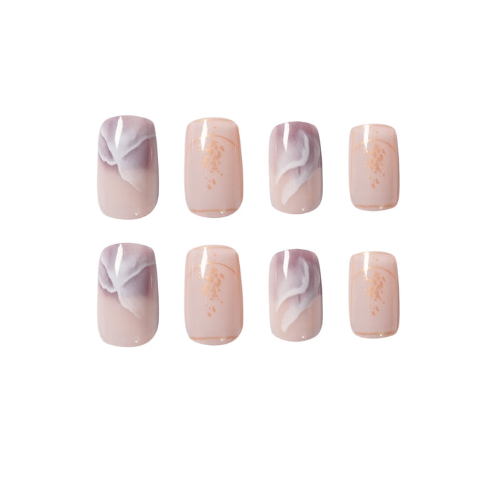 Elegant artificial nails with flower and glitter pattern Bowlift