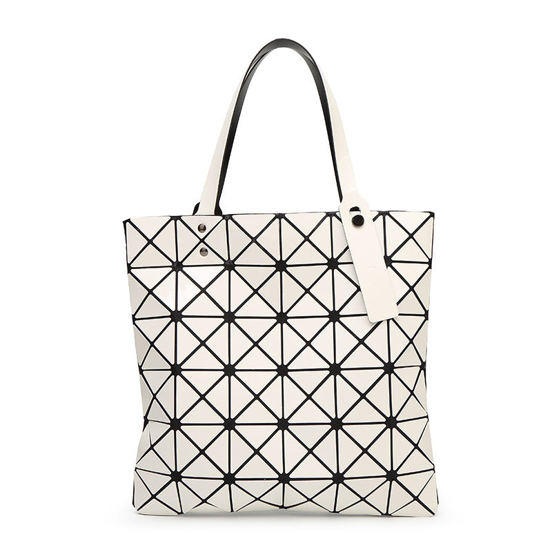 Geometric Patterned Tote Bag with Unique Reflective Design