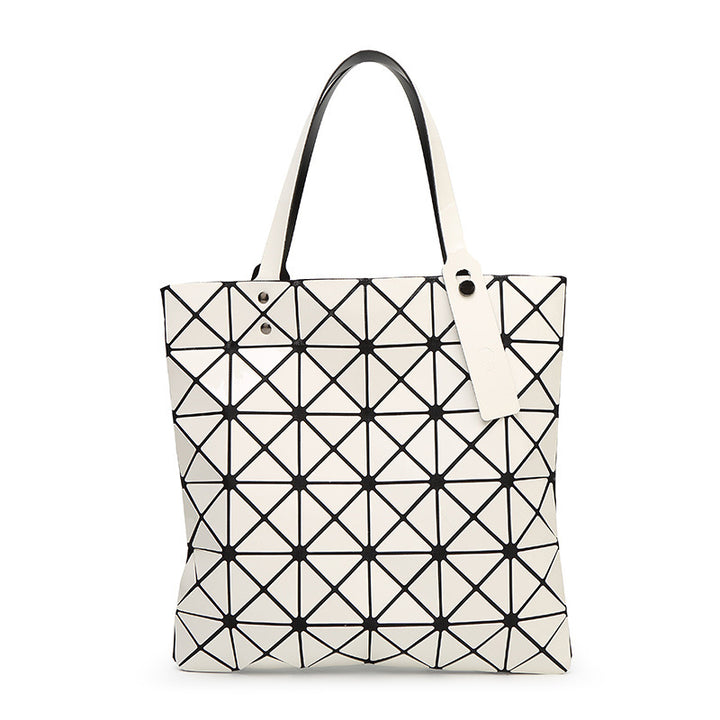 Geometric Patterned Tote Bag with Unique Reflective Design