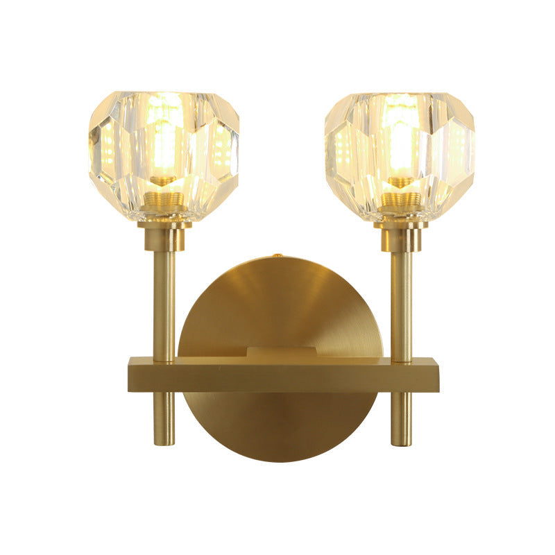 BowLift | Modernism Dome Wall Lamp Fixture Clear Crystal 1/2-Light Living Room Wall Mounted Lamp in Brass Finish