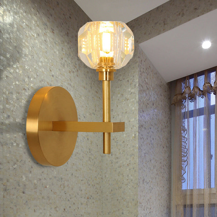 BowLift | Modernism Dome Wall Lamp Fixture Clear Crystal 1/2-Light Living Room Wall Mounted Lamp in Brass Finish