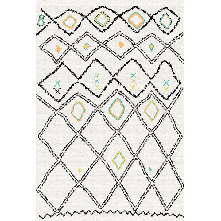BowLift | Casual Geometric Pattern Rug Multicolored Synthetic Indoor Rug Non-Slip Back Machine Washable Area Rug for Living Room